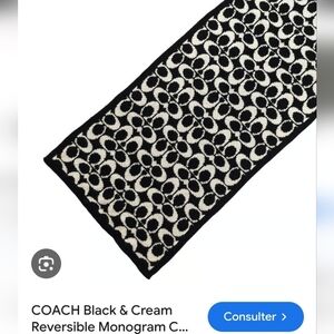 NWOT Coach Reversible Monogram Black and Gray Patterned Scarf